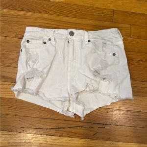 Aeropostale Women's White Distressed Jean Shorts
